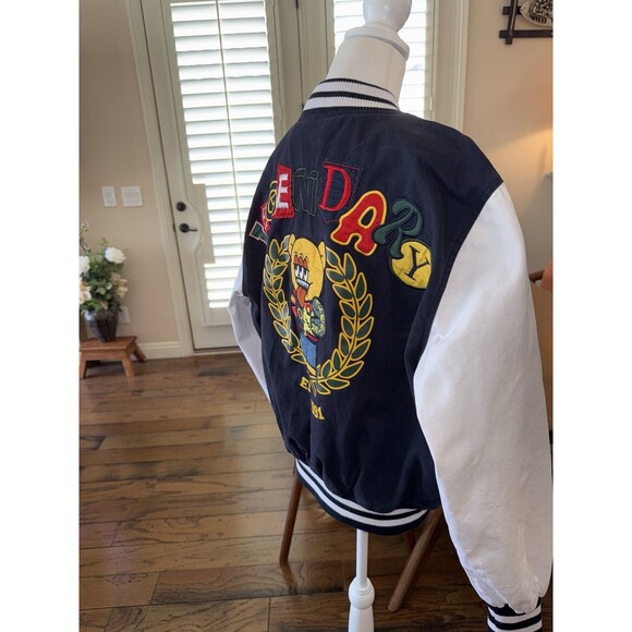 Smoke Rise Legendary Bear Varsity Jacket XL Navy White Embroidered Streetwear - Picture 11 of 13
